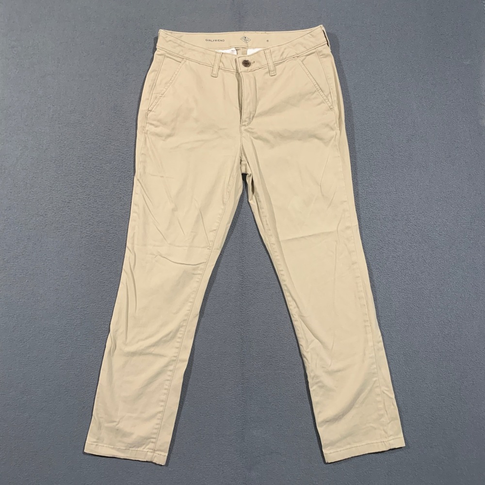 St. John's Bay Girlfriend Chino Pants Womens 6 Khaki Tan Stretch Twill Casual